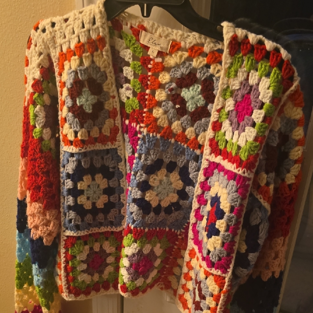 Colorful Crochet Patchwork Cardigan